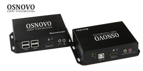 Передача 4K2K HDMI по сети Ethernet с KVM удлинителями OSNOVO Передача 4K2K HDMI по сети Ethernet с KVM удлинителями OSNOVO