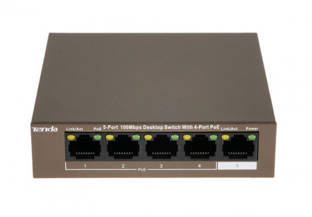 TEF1105P-4-38W Настольный коммутатор с 5 портами 10/100 Мбит/с и 4 портами PoE Фото