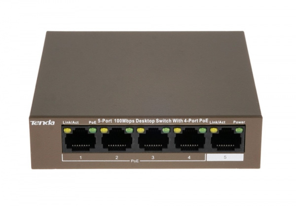 TEF1105P-4-38W Настольный коммутатор с 5 портами 10/100 Мбит/с и 4 портами PoE Фото