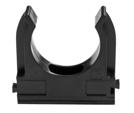 Крепеж-клипса для труб D=20 мм чёрный, Промрукав (100 шт/уп) Фото