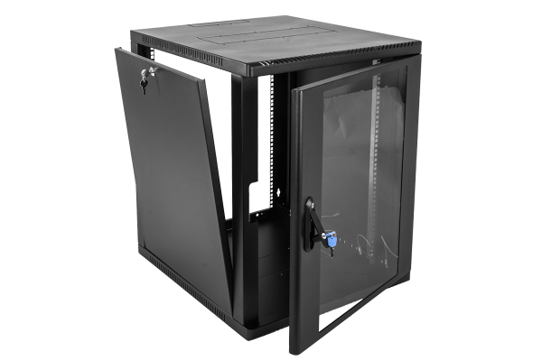Шкаф телекоммуникационный настенный сварной 12U (600 × 500) съёмные стенки, дверь стекло, чёрный Фото