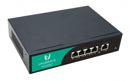 UB-SW-4G1G-65 Base Гигабитный неуправляемый коммутатор Unibrave с 4 PoE-портами 1000 Мбит/с и 1 Uplink 1000 Мбит/с Фото