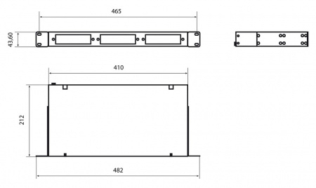 Hyperline FO-19R-1U-3xSLT-W140H42-24UN-GY Бокс оптический универсальный 19
