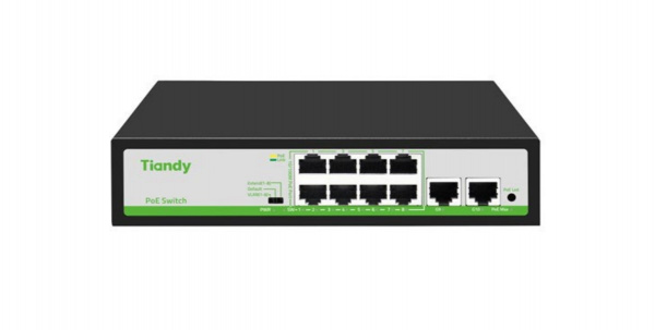 TC-P3S010 Spec:H/0820/AT/90 Неуправляемый РоЕ коммутатор, 10 портов (8 РоЕ RJ-45 х100Мбит/с + 2 Uplink RJ-45 х1Гбит/с) Фото