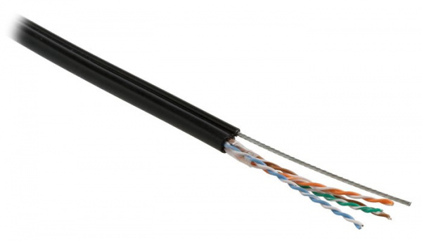 Кабель витая пара Hyperline Cat5e U/UTP, UUTP4-C5E-S24-SW-OUT-PE-BK-500, (24 AWG) (500 м) Фото