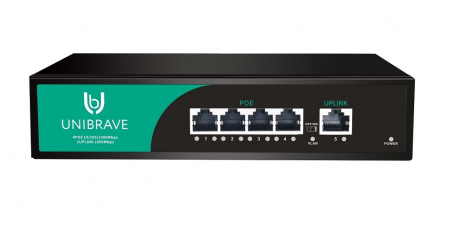 UB-SW-4G1G-65 Base Гигабитный неуправляемый коммутатор Unibrave с 4 PoE-портами 1000 Мбит/с и 1 Uplink 1000 Мбит/с Фото