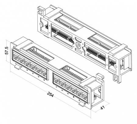 Hyperline PPW-12-8P8C-C5e Патч-панель настенная, 12 портов RJ-45(8P8C), категория 5е, с подставкой Фото