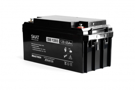 SKAT SB 1265 АКБ свинцово-кислотная тип AGM 12V 65Ач Iзар.19,5А, клеммы под болт М6 Фото