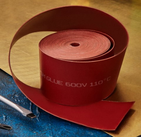 Термоусаживаемая лента с клеевым слоем REXANT 50 мм х 0,8 мм, красная, ролик 5 м, ТЛ-0,8 Фото