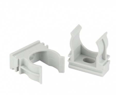 Крепеж-клипса для труб D=16 мм серый, Промрукав (100 шт/уп) Фото