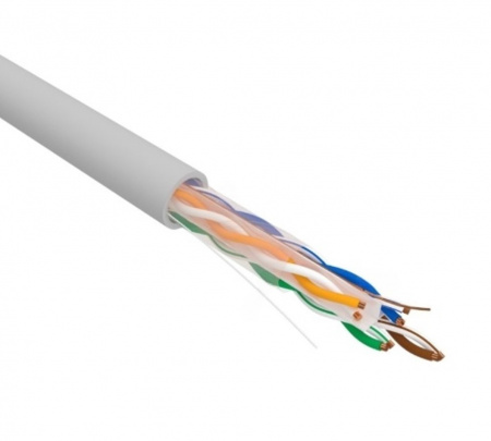 Кабель витая пара U/UTP, CAT 6, ZH нг(А)-HF, 4PR, 23AWG, INDOOR, SOLID, серый, 305 м, REXANT Фото