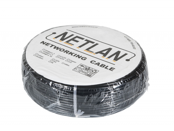 Кабель  NETLAN F/UTP 4 пары, Кат.5e (Класс D), 100МГц, одножильный, BC (чистая медь), внешний, PE до Фото Кабель  NETLAN F/UTP 4 пары, Кат.5e (Класс D), 100МГц, одножильный, BC (чистая медь), внешний, PE до Фото
