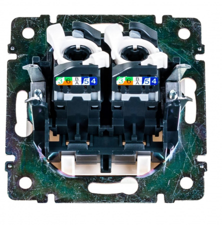 Розетка 2×RJ45 Кат.5e UTP Valena (белая) на захватах Фото