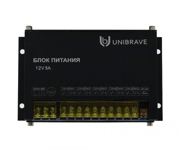 Блок питания Unibrave UB-БП-12V5А-5CH, металл Фото Блок питания Unibrave UB-БП-12V5А-5CH, металл Фото