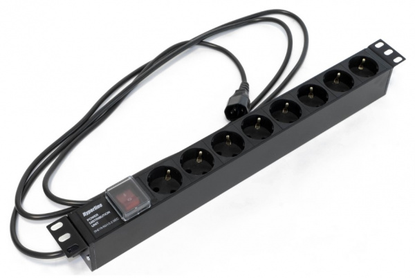 Hyperline SHE19-8SH-S-2.5IEC Блок розеток для 19