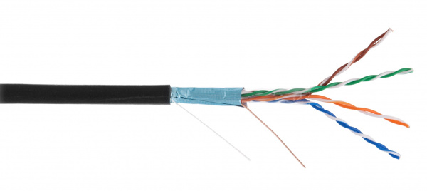 Кабель  NETLAN F/UTP 4 пары, Кат.5e (Класс D), 100МГц, одножильный, BC (чистая медь), внешний, PE до Фото Кабель  NETLAN F/UTP 4 пары, Кат.5e (Класс D), 100МГц, одножильный, BC (чистая медь), внешний, PE до Фото