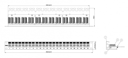 Hyperline PP2-19-24-8P8C-C6A-110D Патч-панель 19
