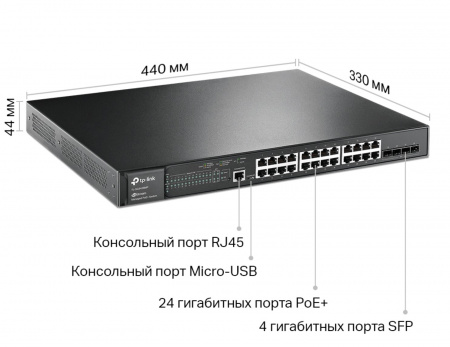 TL-SG3428MP 24G 4SFP 24PoE+ 384W управляемый коммутатор TP-Link Фото