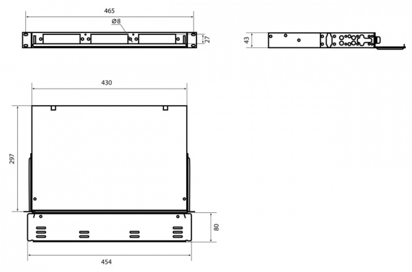 Hyperline FO-19V-1U-3xSLT-W130H30-24UN-BK Бокс оптический универсальный 19