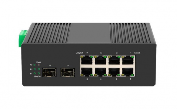 TSn-8FP10S2MI Промышленный управляемый L3/L2+ PoE коммутатор для работы в сложных условиях, 8 x 1000 Мбит/с PoE портов, максимальная мощность PoE 30Вт на порт + 2 SFP 1000 Мбит/с порта Фото