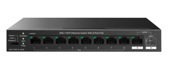 TEG1110PF-8-120W 10-портовый неуправляемый PoE-коммутатор Фото
