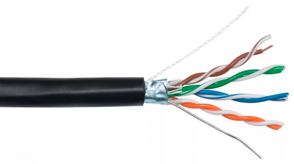 Кабель «витая пара» Андижанкабель FTP Outdoor CAT5e 4PR 24AWG Cu  4x2x0,52 (LAN) 305м с тросом Фото Кабель «витая пара» Андижанкабель FTP Outdoor CAT5e 4PR 24AWG Cu  4x2x0,52 (LAN) 305м с тросом Фото
