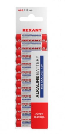 Алкалиновая батарейка AAA/LR03 1,5 V 12 шт. REXANT Фото