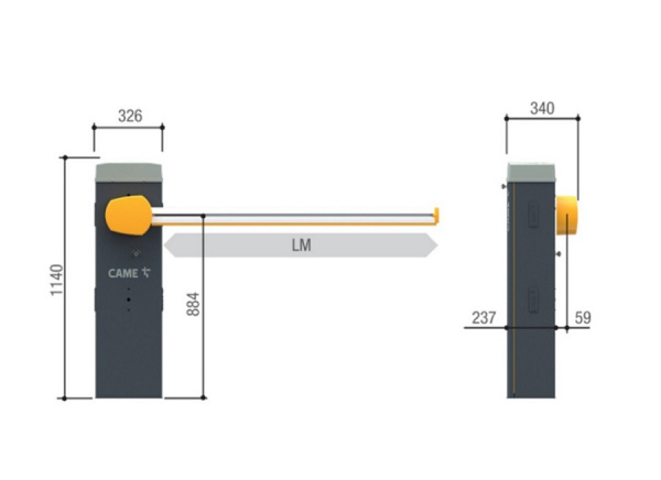 GLS40AGS - Тумба шлагбаума из оцинкованной и окрашенной стали с возможностью установки дополнительных принадлежностей для проездов до 3,8 м Фото