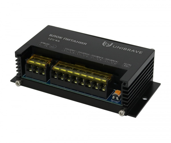 Блок питания Unibrave UB-БП-12V4А-4CH, металл Фото Блок питания Unibrave UB-БП-12V4А-4CH, металл Фото